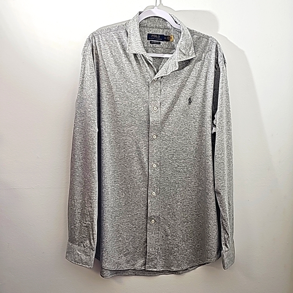 Polo‎ Ralph Lauren mens knit dress shirt XLTG. Gray Heather. NWOT